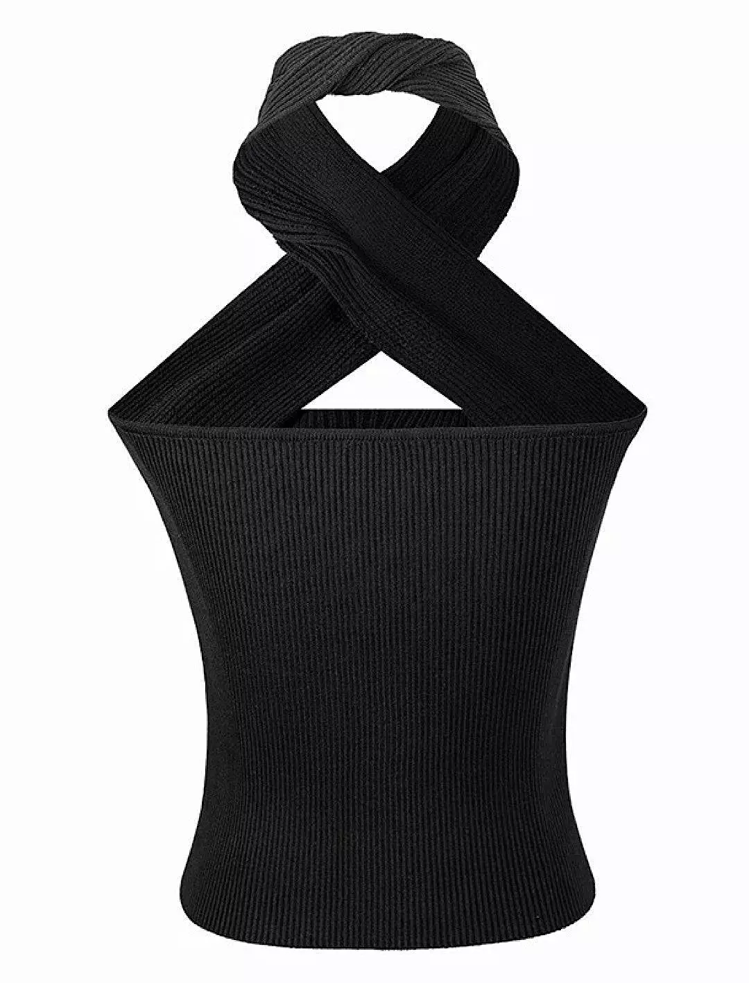 Knit Halter Neck Sweater Top