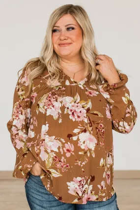 Lost On You Floral Blouse- Brown