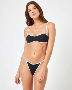 L*Space Ribbed Selena Bikini Top - Black/Cream