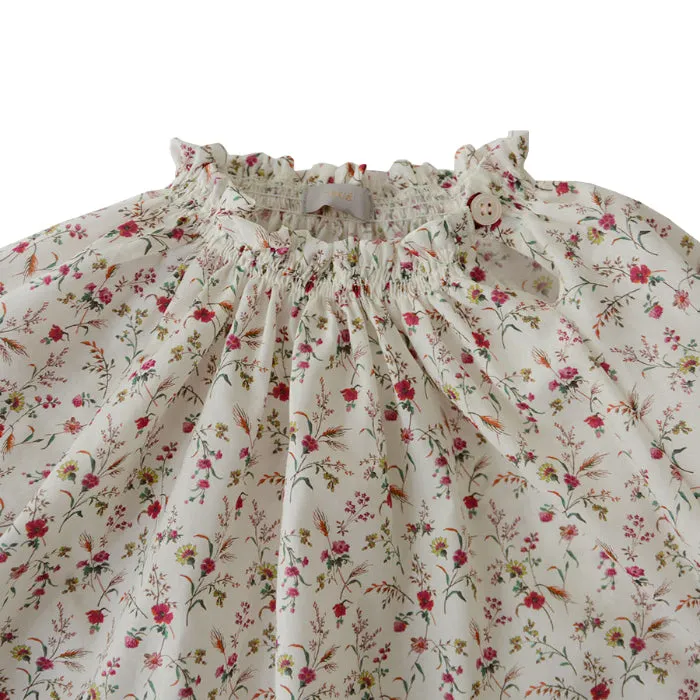 Makié Baby Aria Smocking Blouse Ivory Cream Floral