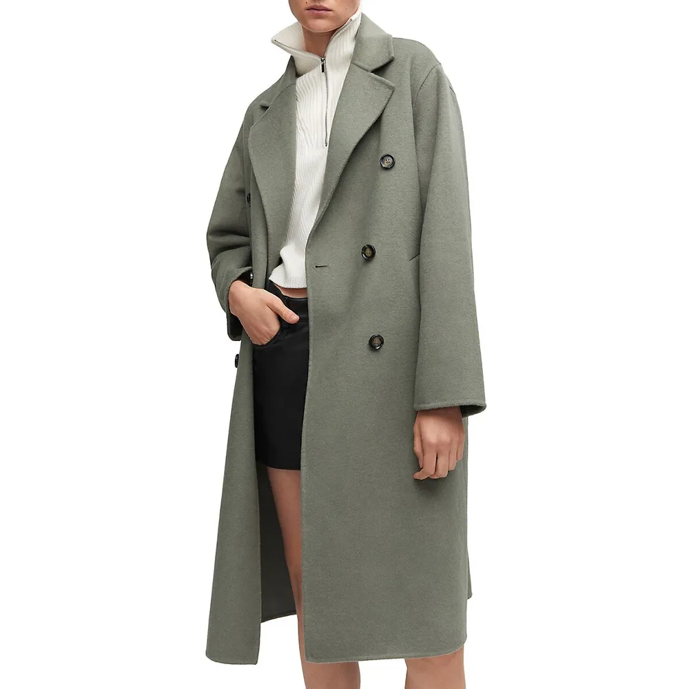 Mango Wool-Blend Oversized Double-Breasted Coat