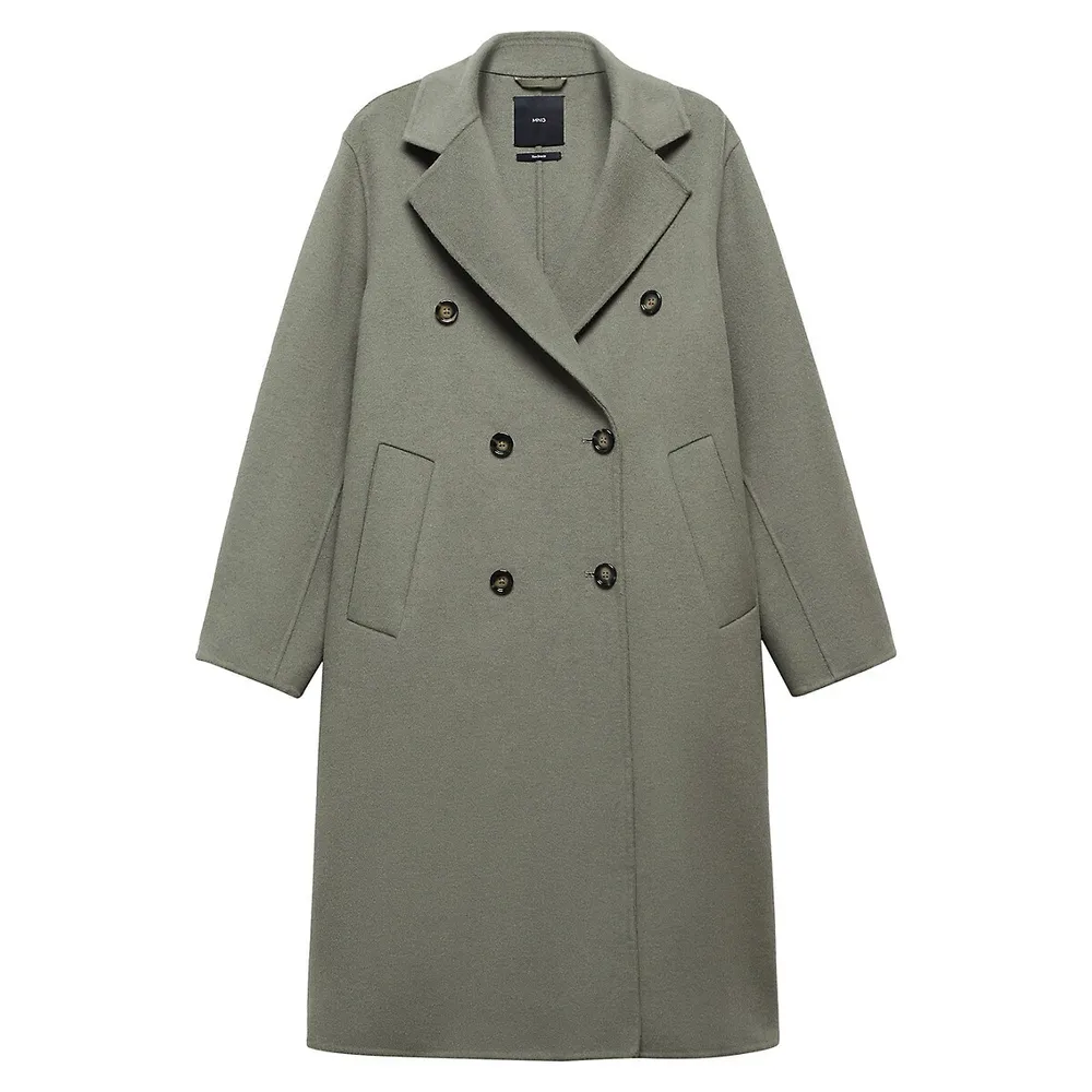 Mango Wool-Blend Oversized Double-Breasted Coat