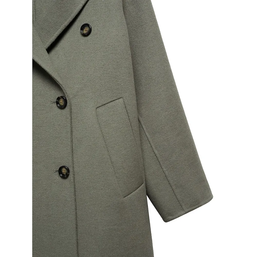 Mango Wool-Blend Oversized Double-Breasted Coat