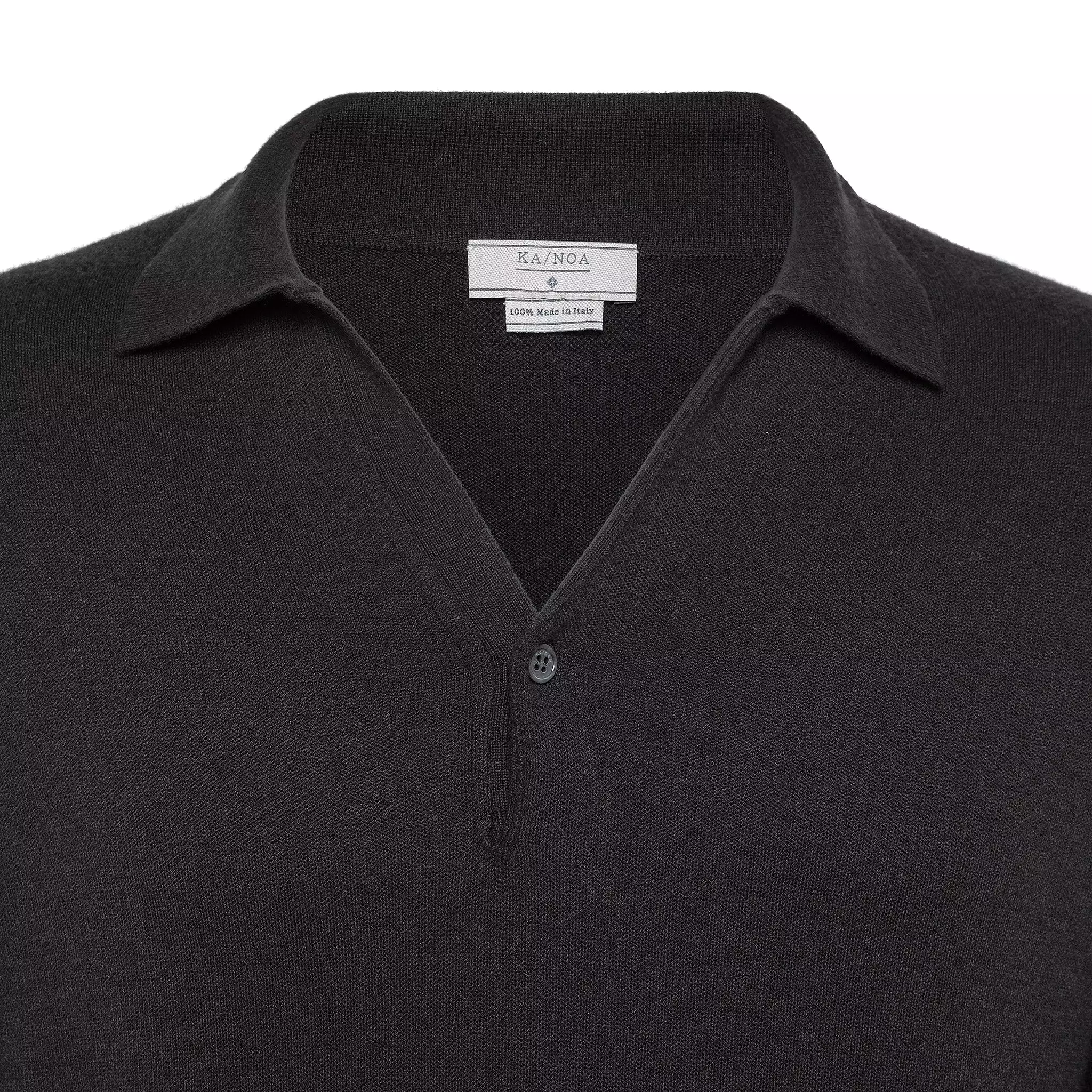 Markus long sleeved knitted polo in top cashmere