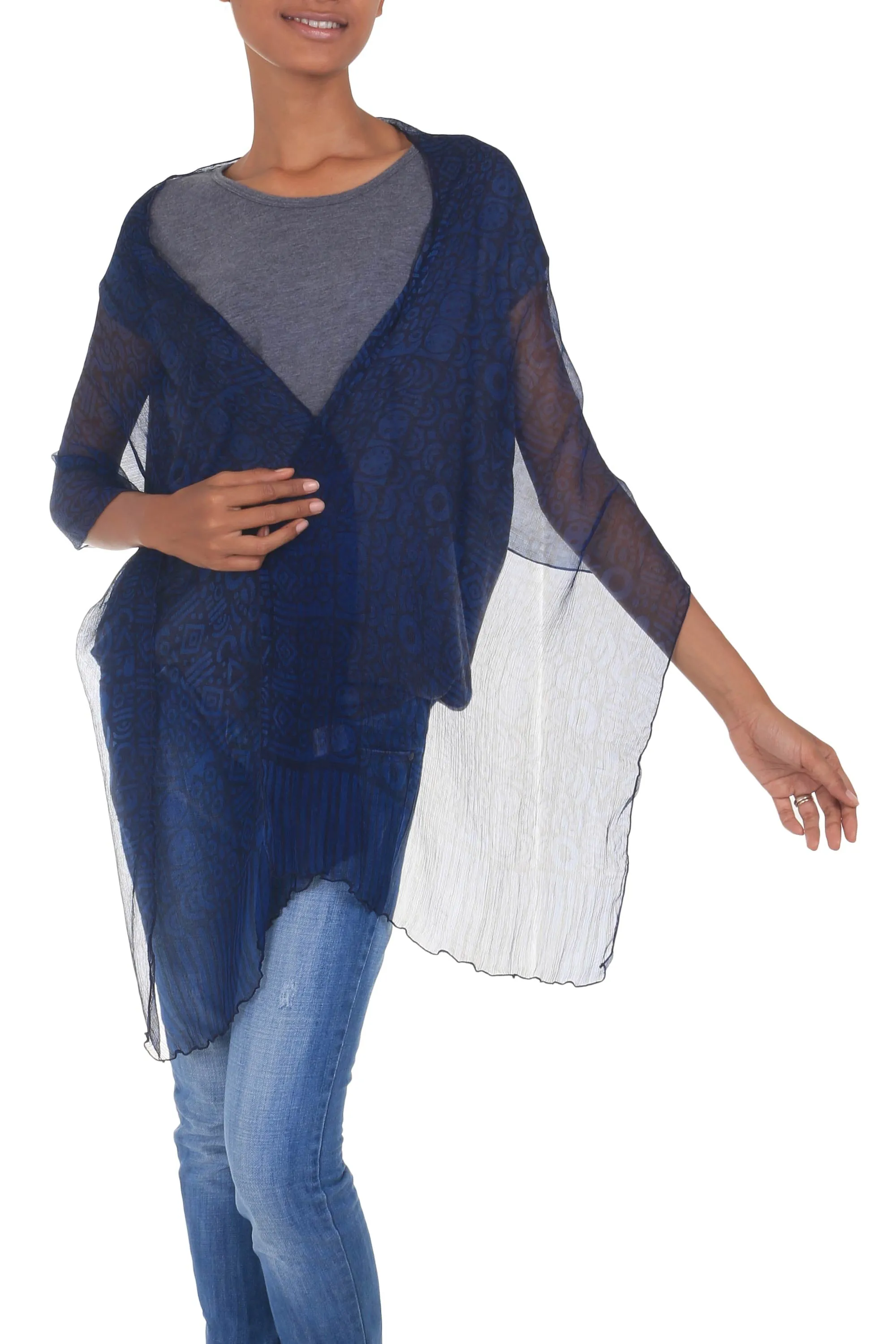 Midnight Sea Silk Shawl