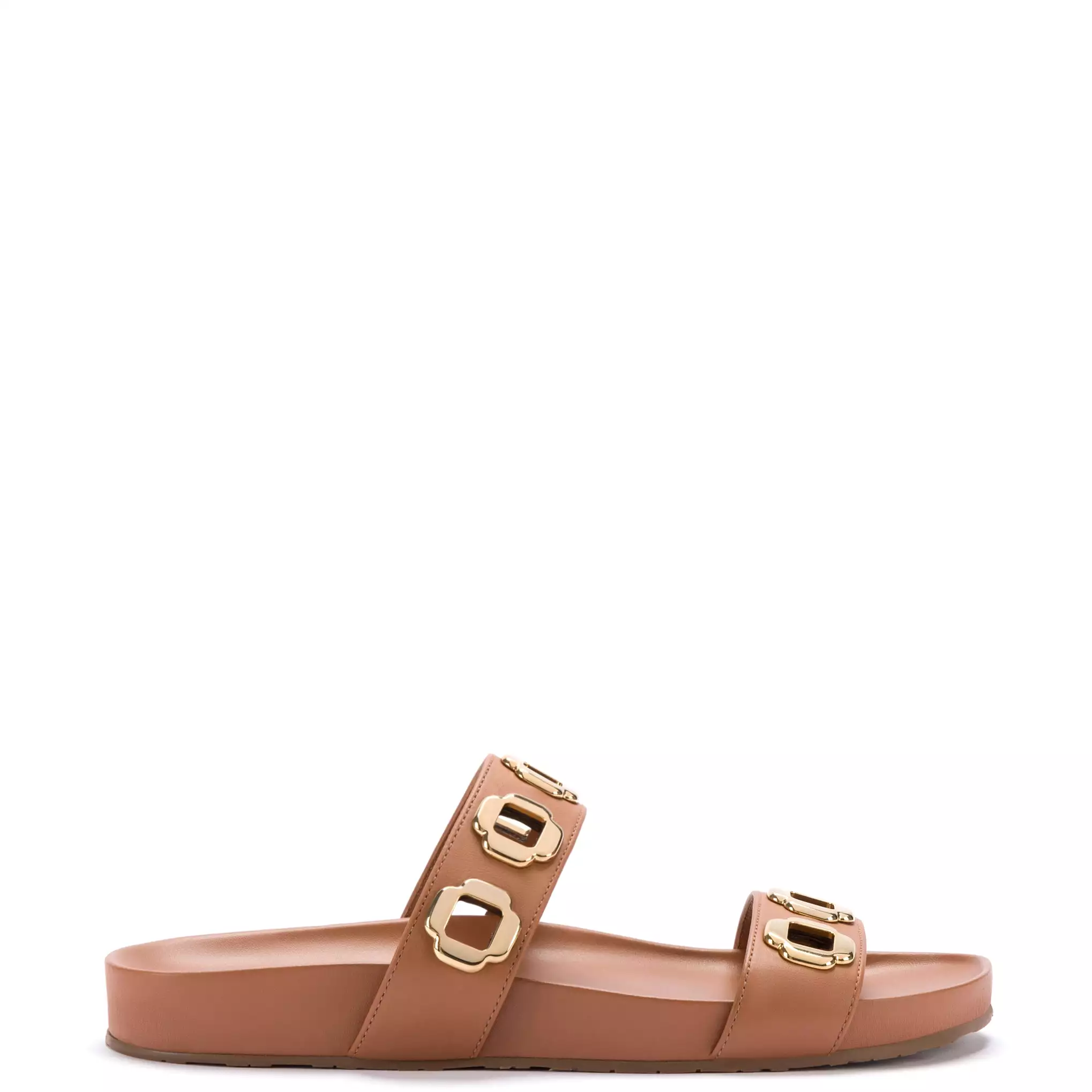 Milan Slide In Caramel Leather