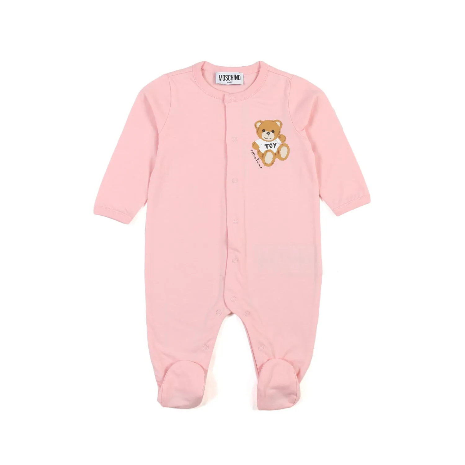 Moschino Baby Pink Romper With Teddy Bear Print