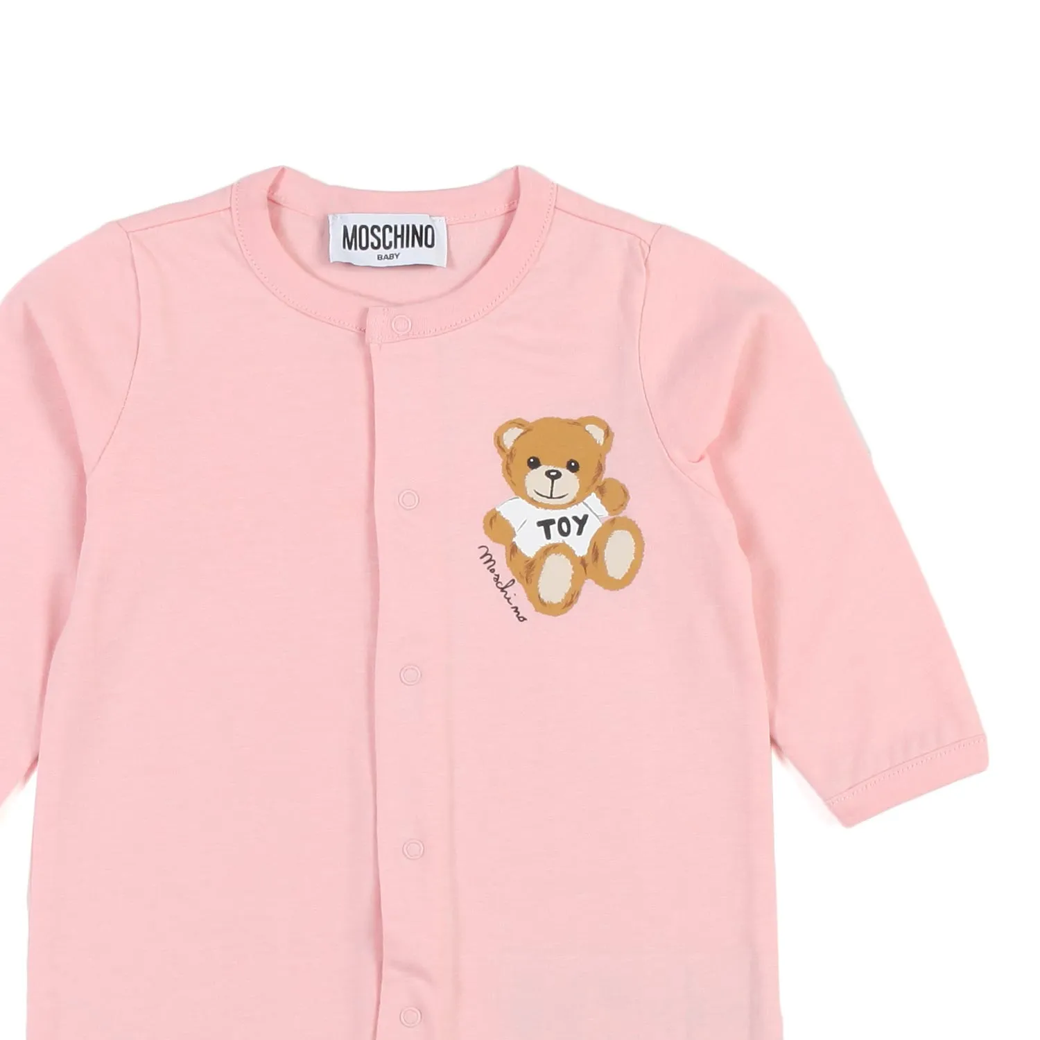 Moschino Baby Pink Romper With Teddy Bear Print