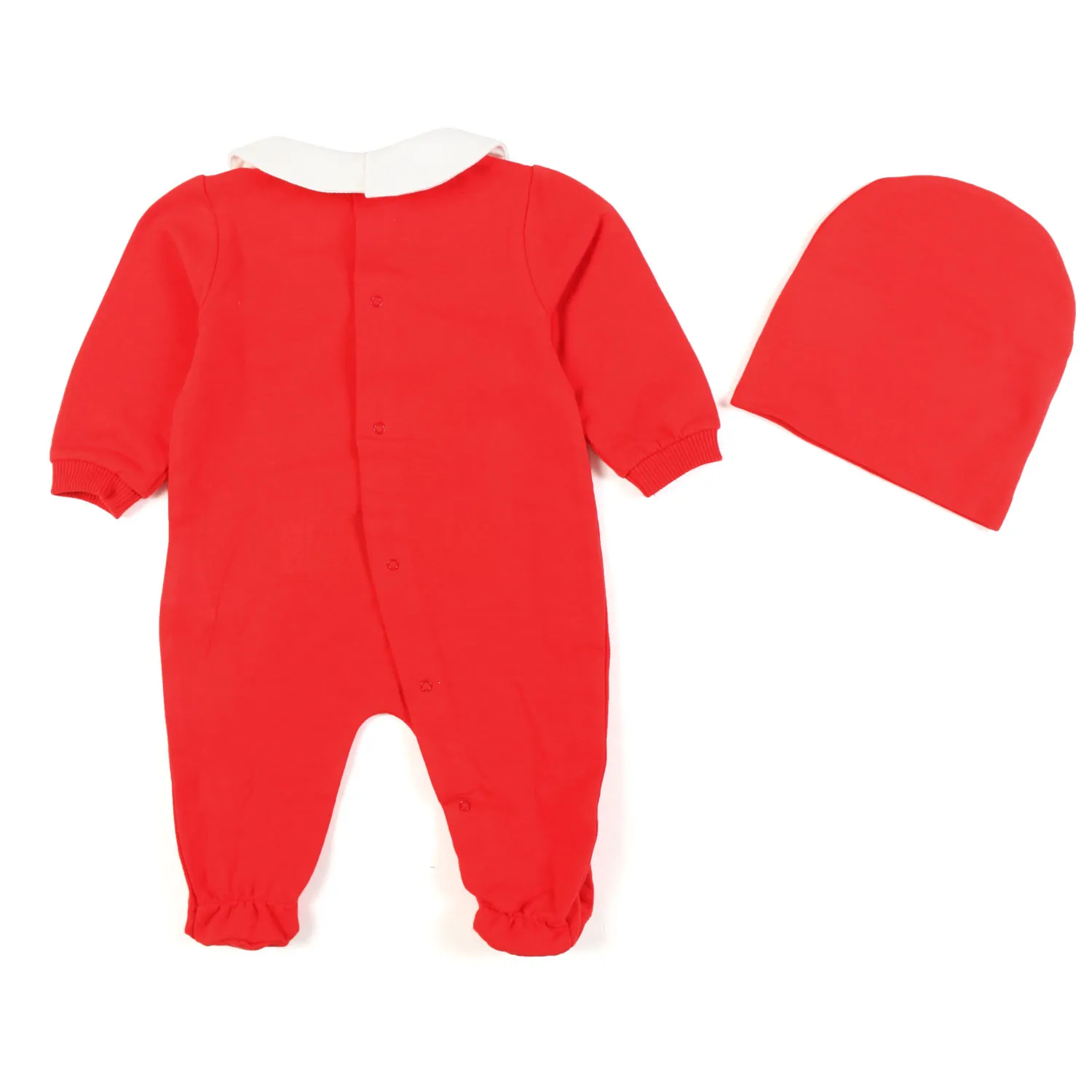 Moschino Red Teddy Bear Romper And Hat Set