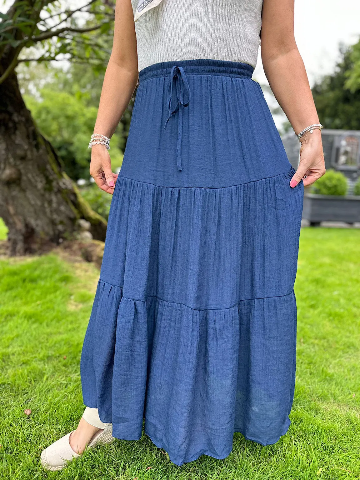 Navy Double Layer Lightweight Panel Skirt