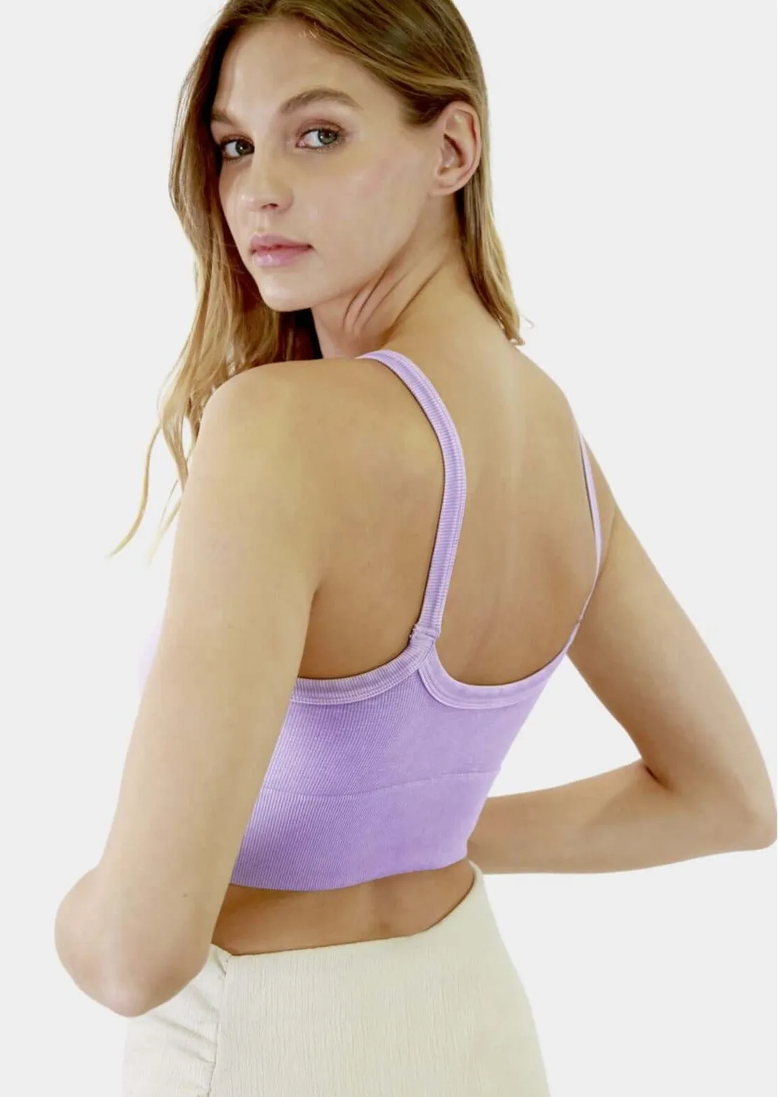 Niki Biki Ribbed V-Neck Bra Top Made in USA