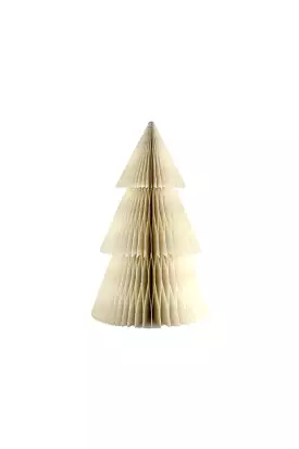 Nordic Rooms - Christmas Ornament - Christmas Tree Standing - 31cm - Off-white With Silver Edge