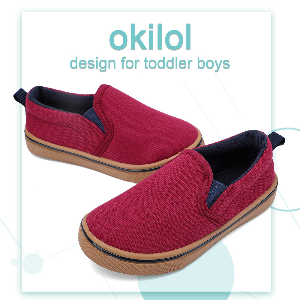 Okilol Toddler Shoes Slip On Canvas Sneakers for Boys