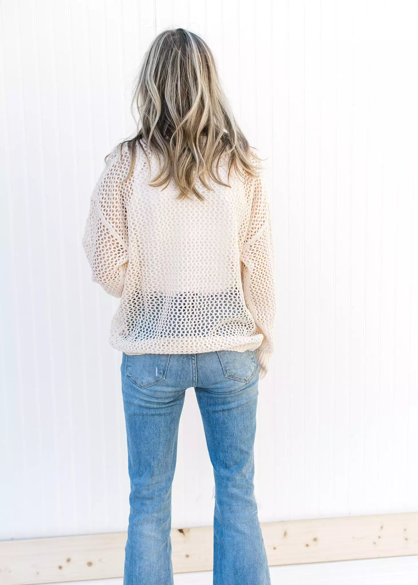 Open Weave Barely Cream Sweater