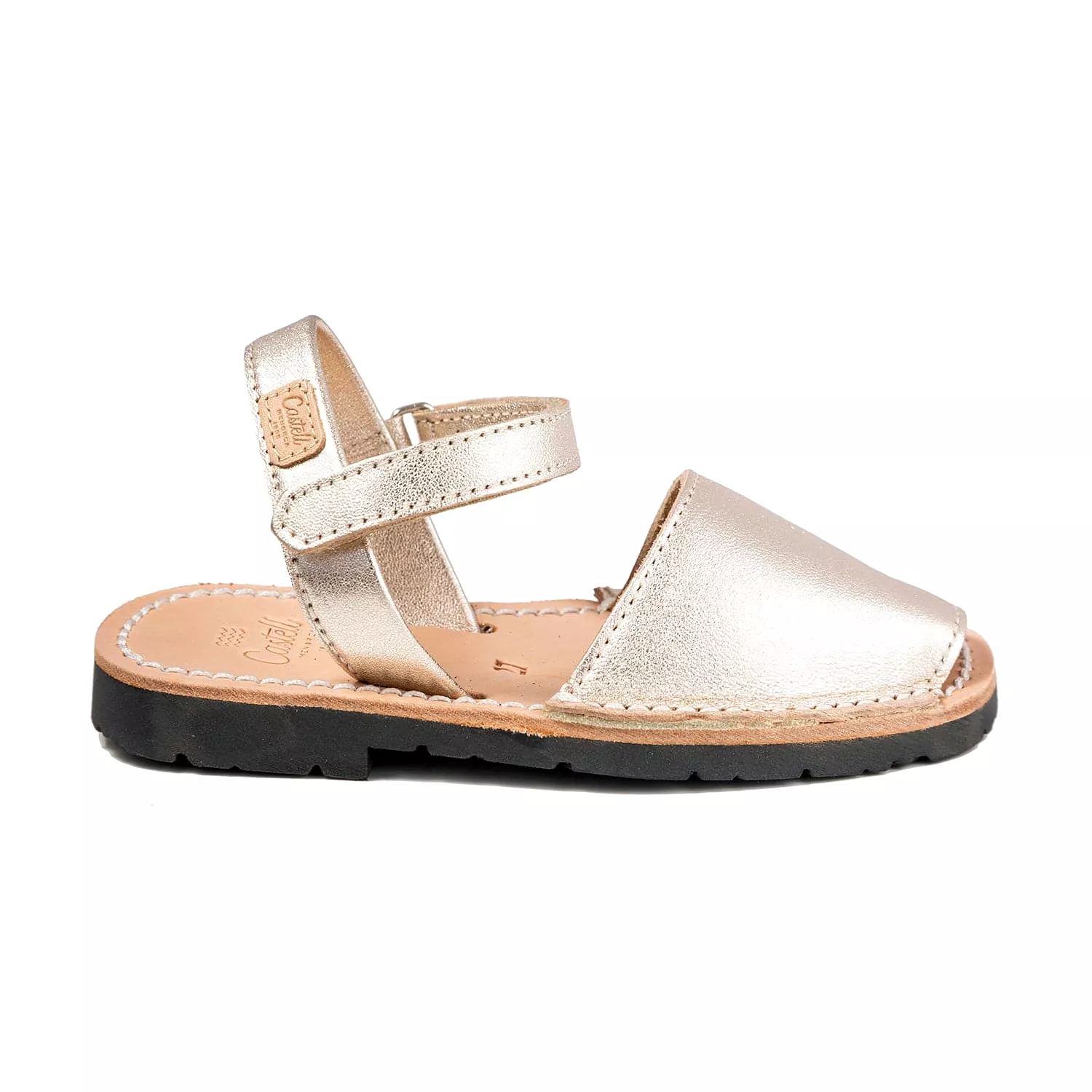 Plain Leather Menorcan Sandal For Kids - Iker 1002 Metallic