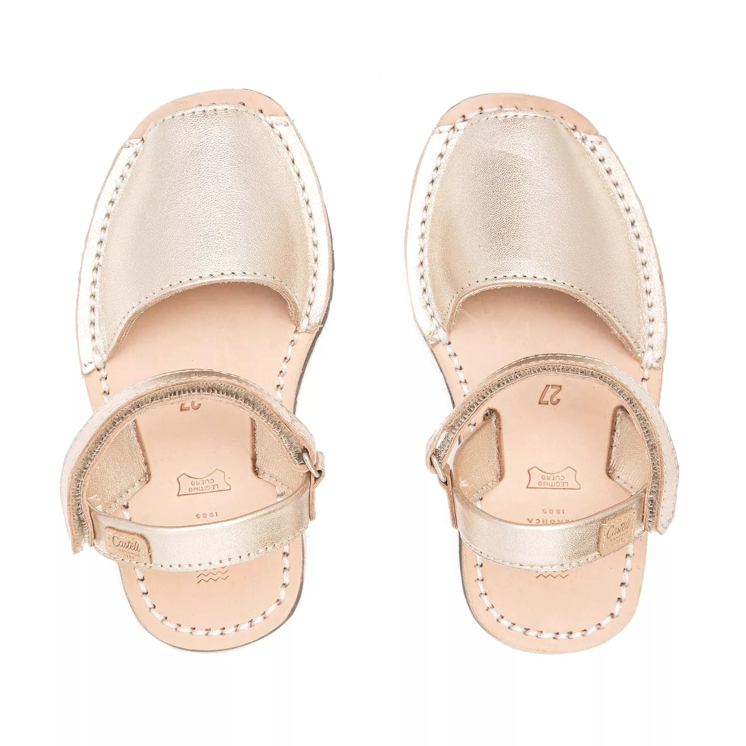 Plain Leather Menorcan Sandal For Kids - Iker 1002 Metallic