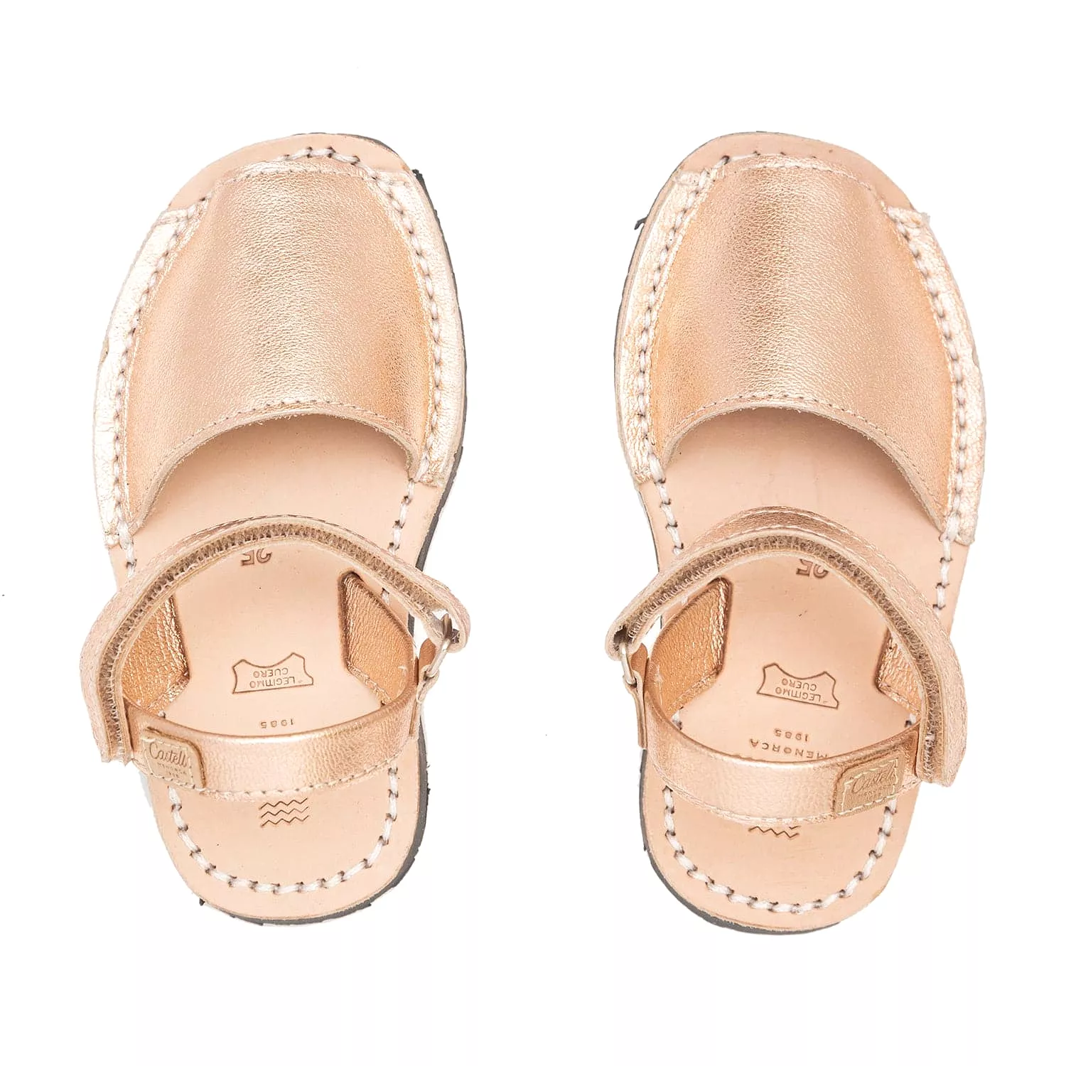 Plain Leather Menorcan Sandal For Kids - Iker 1002 Metallic