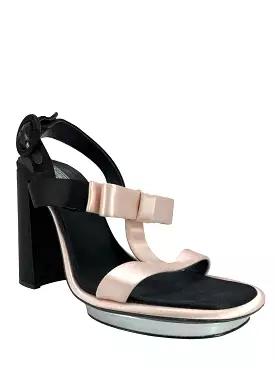 PRADA Satin Bow Embellished T Strap Block Heel Sandals Size 9