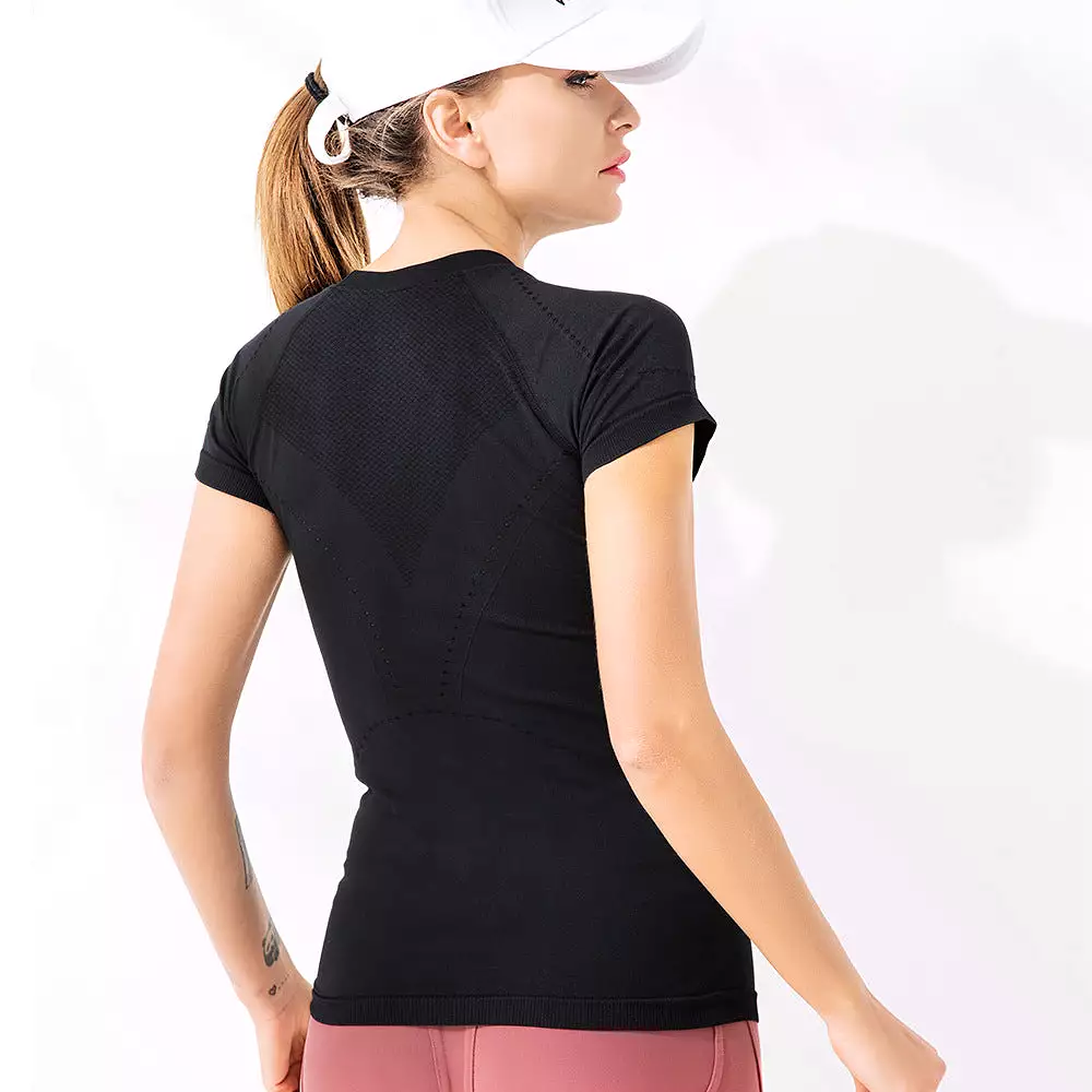 Quick-drying women's short-sleeved sports tight top