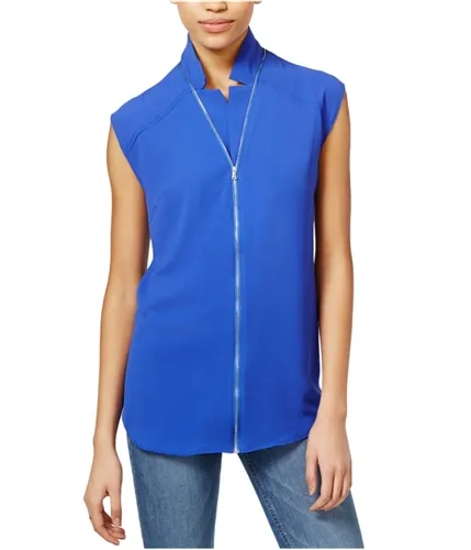 Rachel Roy Womens Zip Lapel Cardigan Blouse