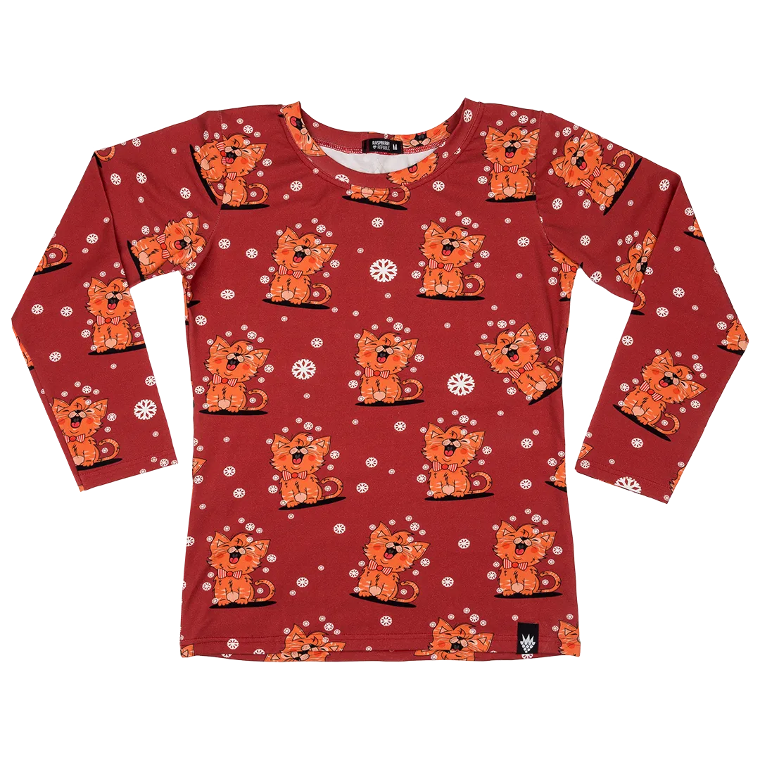 Raspberry Republic Meow Meow Long Sleeved Top- Adult