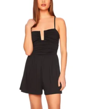 Rectangular Wire Notch Ruched Romper