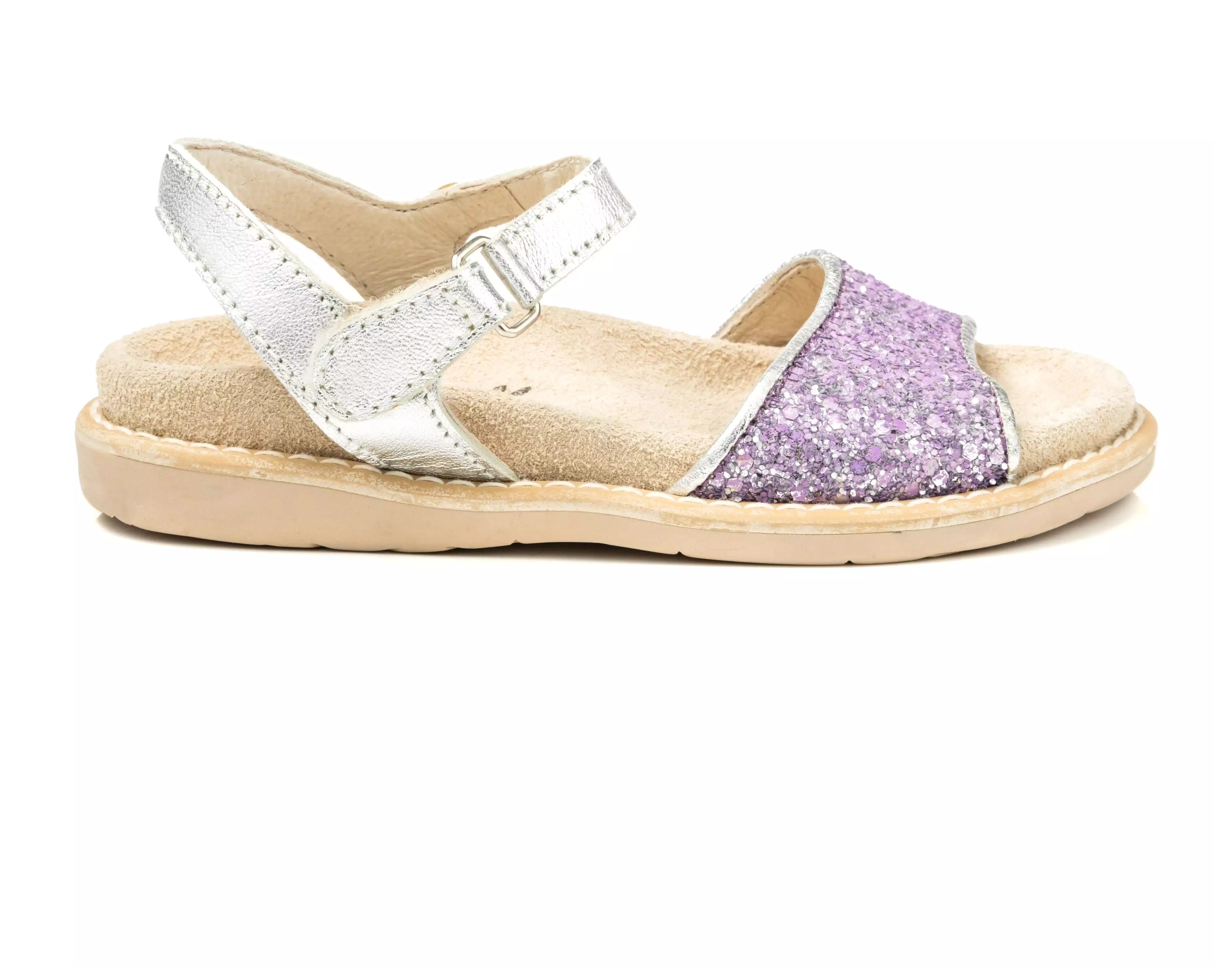 Renewed Glitter Leather Open Toe Menorcan Sandal For Kids - Iker 1098R