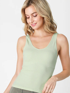 Ribbed Reversible Tank Top - Desert Sage