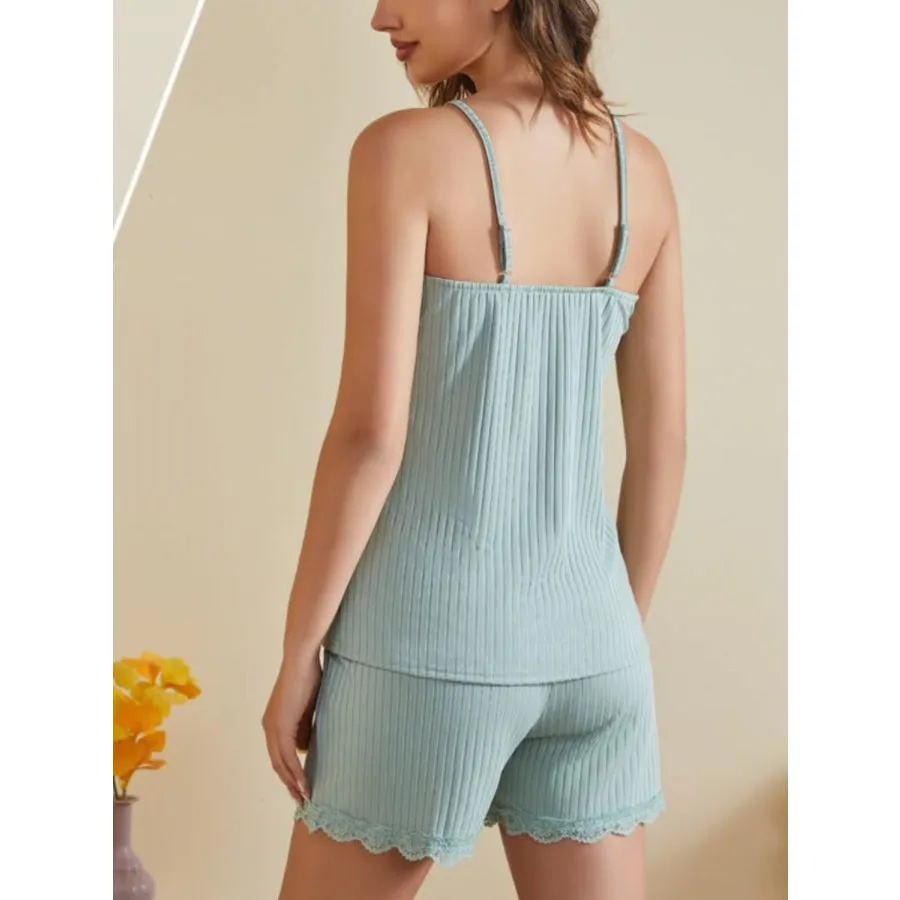 Ribbed Scoop Neck Top and Shorts Lounge Set