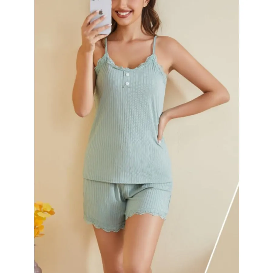 Ribbed Scoop Neck Top and Shorts Lounge Set