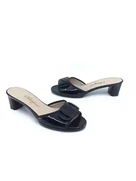 Salvatore Ferragamo Black Patent Slide