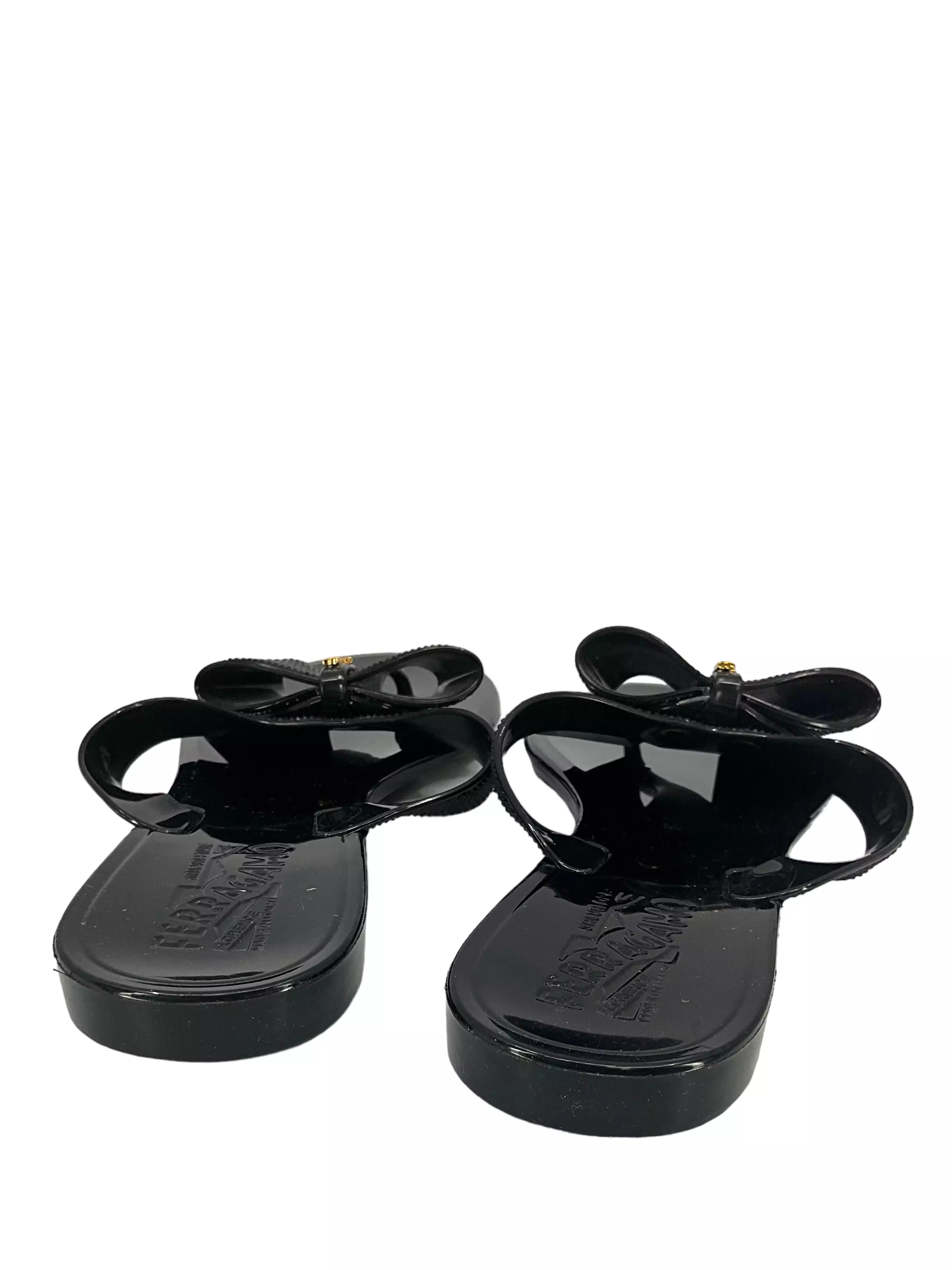 SALVATORE FERRAGAMO Jelly T-Strap Logo Sandals Size 8