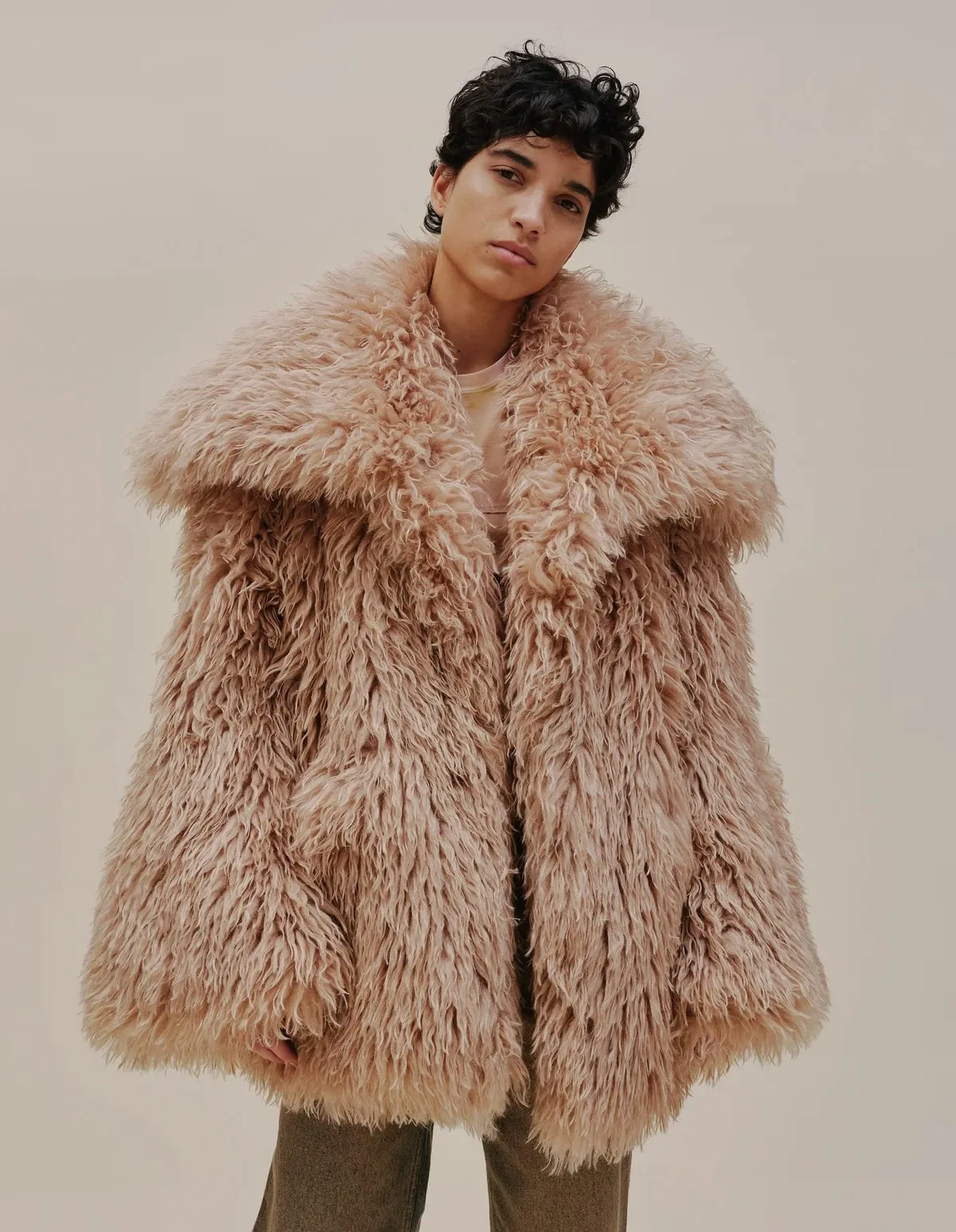 Shag Faux Fur Coat - Neutrals