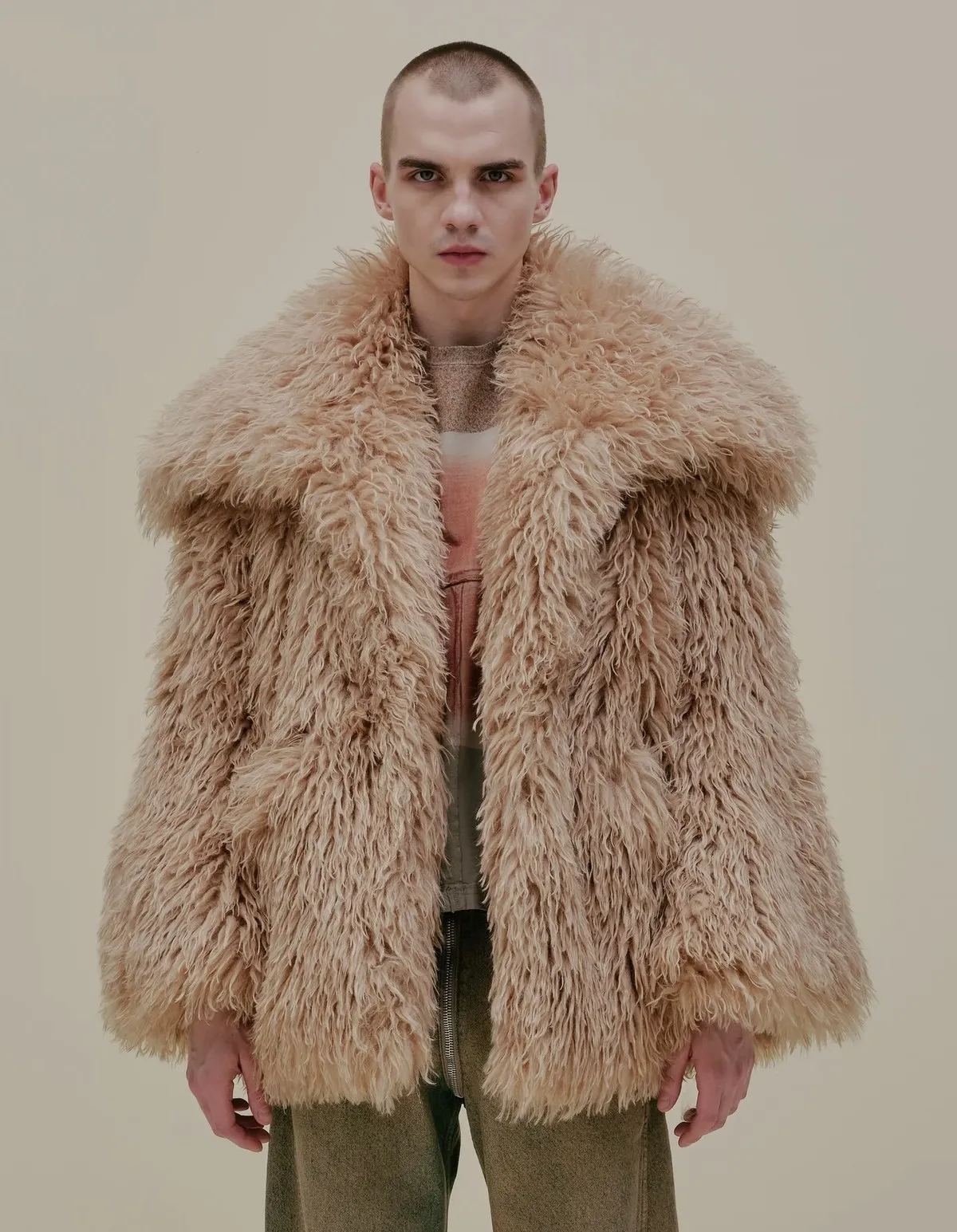 Shag Faux Fur Coat - Neutrals