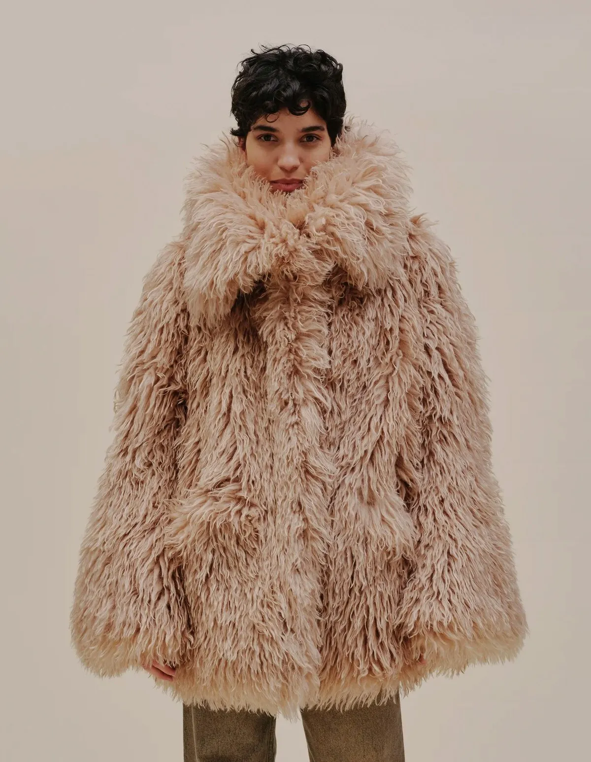 Shag Faux Fur Coat - Neutrals