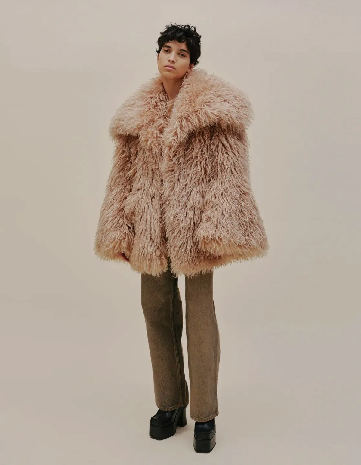 Shag Faux Fur Coat - Neutrals