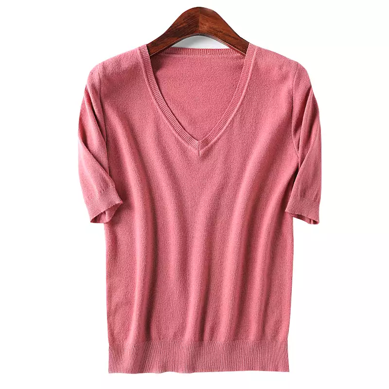 Short-sleeved women's v-neck half-sleeve top