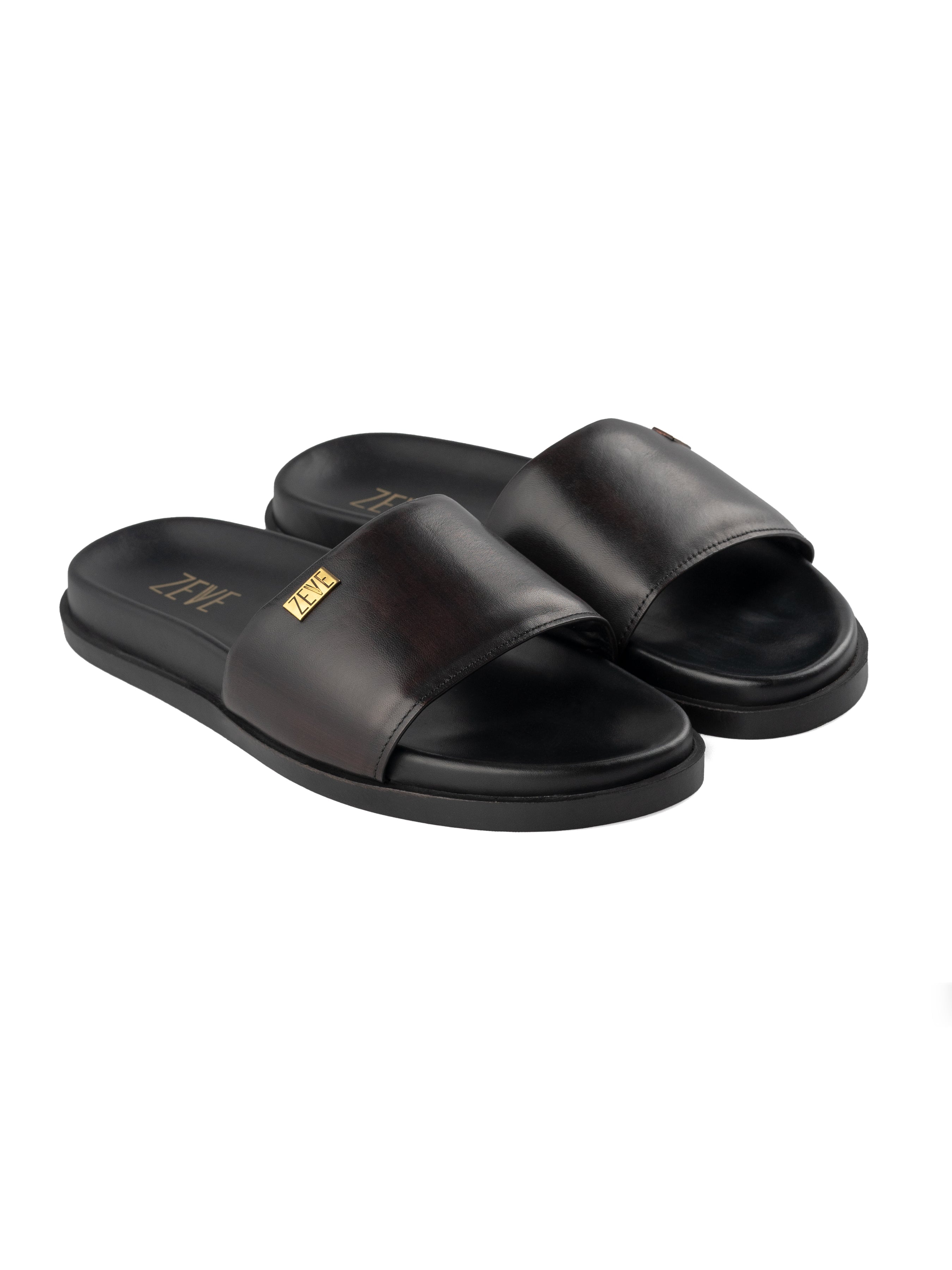 Slide Sandal - Coffee Patina Leather