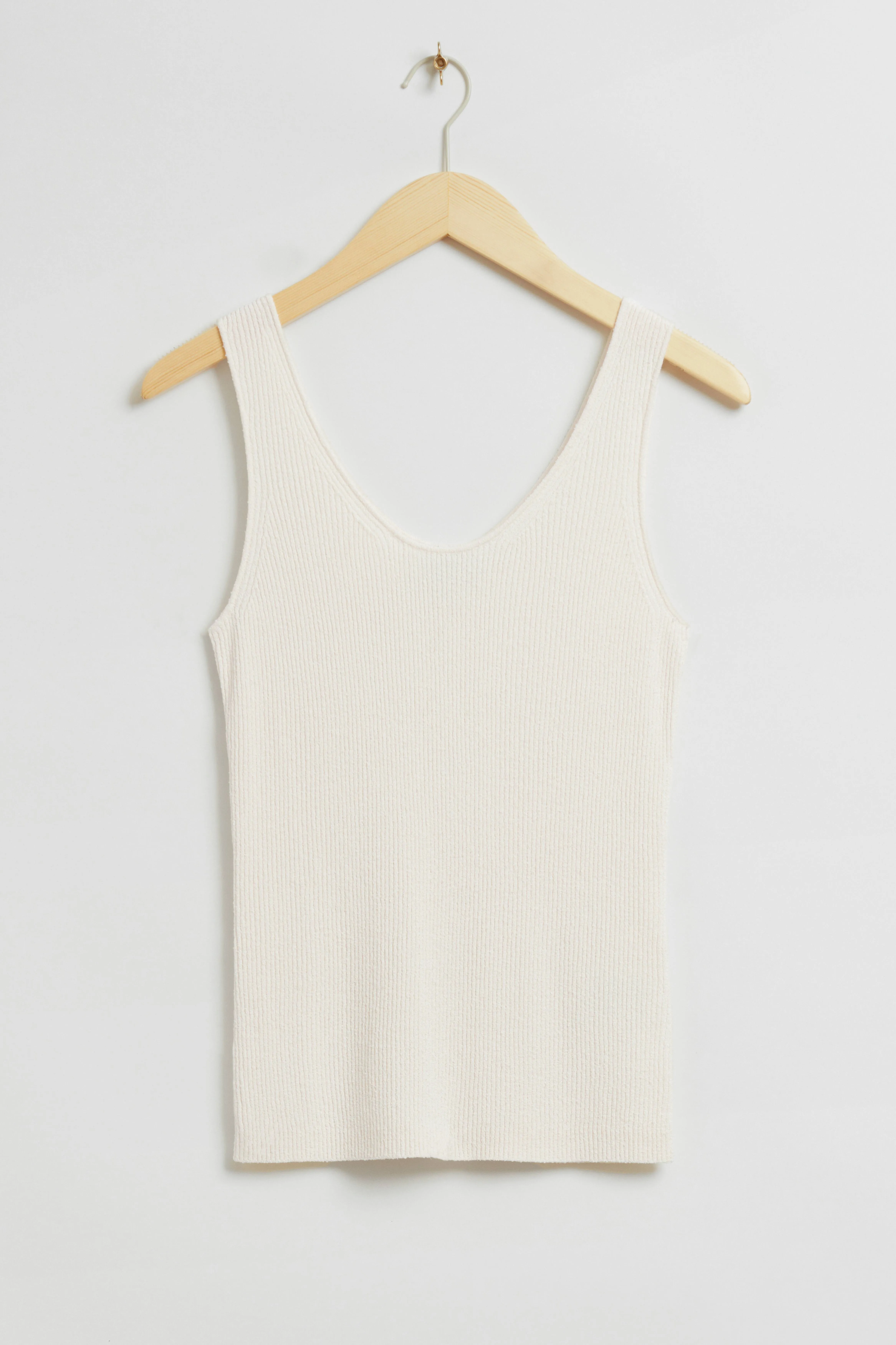 Slim-Fit Ribbed Silk Blend Top - Round neck - Sleeveless - White - Ladies | H&M GB