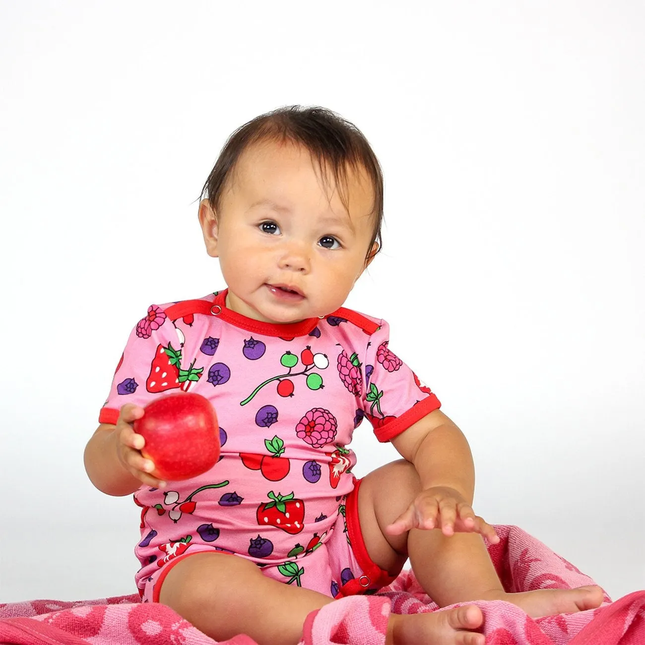 Smfolk Sea Pink Short Sleeve Jumpsuit With Berries