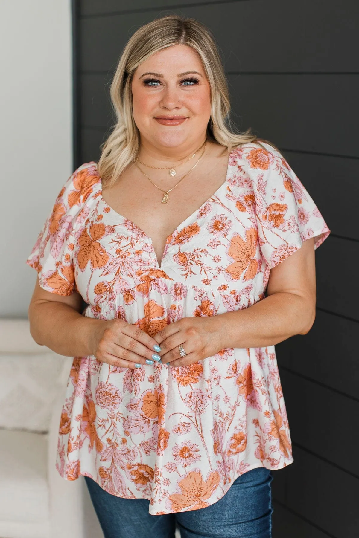 Summer's In The Air Floral Blouse- Apricot