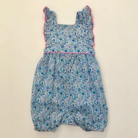 Sunuva Liberty Print Romper With Pink Trim: 6-12 Months