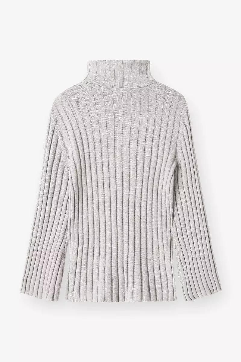 THE RIBBED TURTLENECK - GREY MELANGE