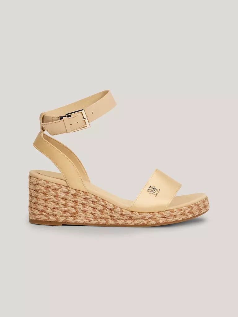 TOMMY HILFIGER Satin Strap Wedge Sandals Harvest Wheat