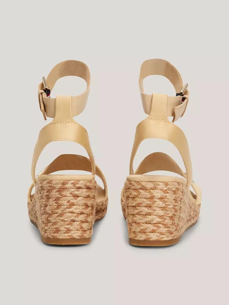 TOMMY HILFIGER Satin Strap Wedge Sandals Harvest Wheat