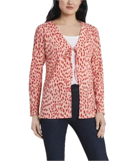 Vince Camuto Womens Animal Print Cardigan Sweater