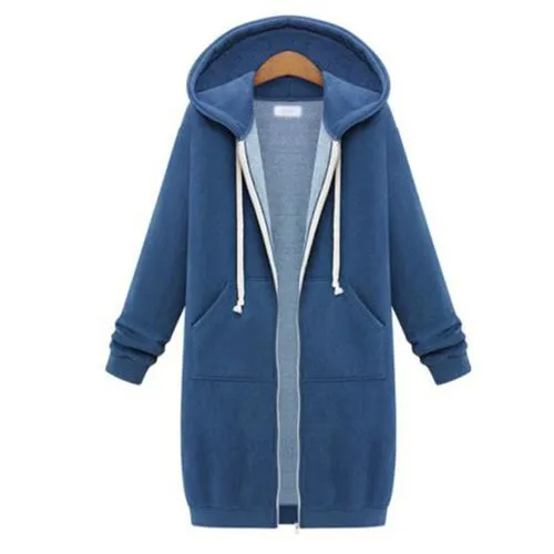 Women'S Simple Style Solid Color Zipper Hoodie