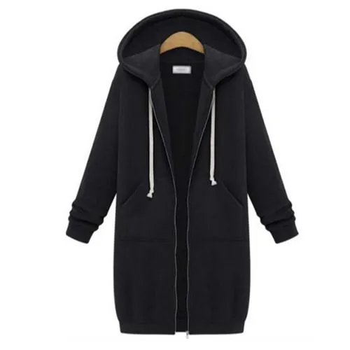 Women'S Simple Style Solid Color Zipper Hoodie