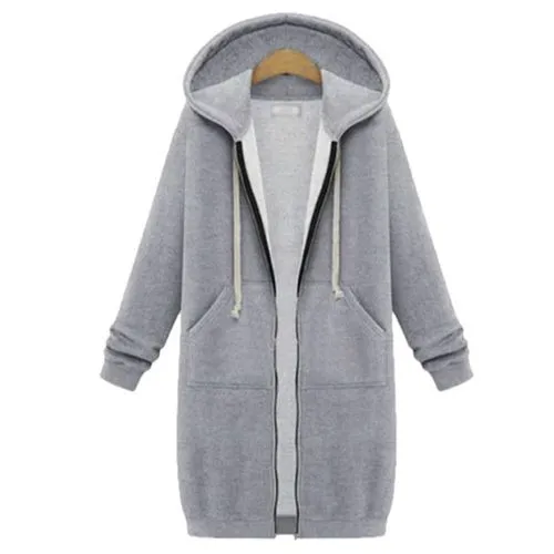 Women'S Simple Style Solid Color Zipper Hoodie