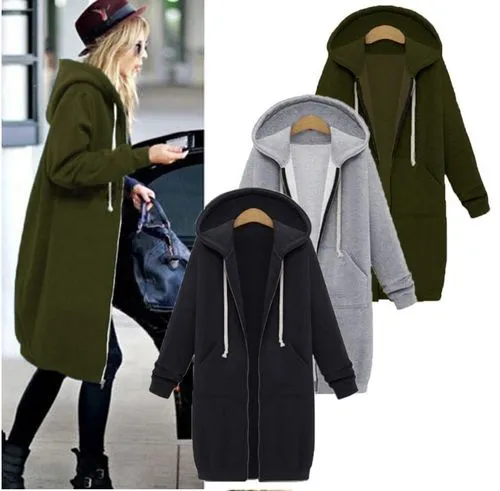 Women'S Simple Style Solid Color Zipper Hoodie